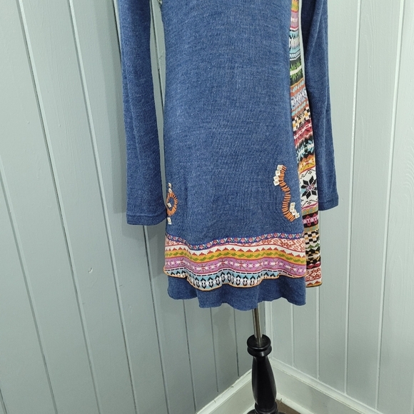 Moka Sport Women's Size Small Multi Media Patchwork Long Sleeve Sweater Dress - Picture 3 of 14